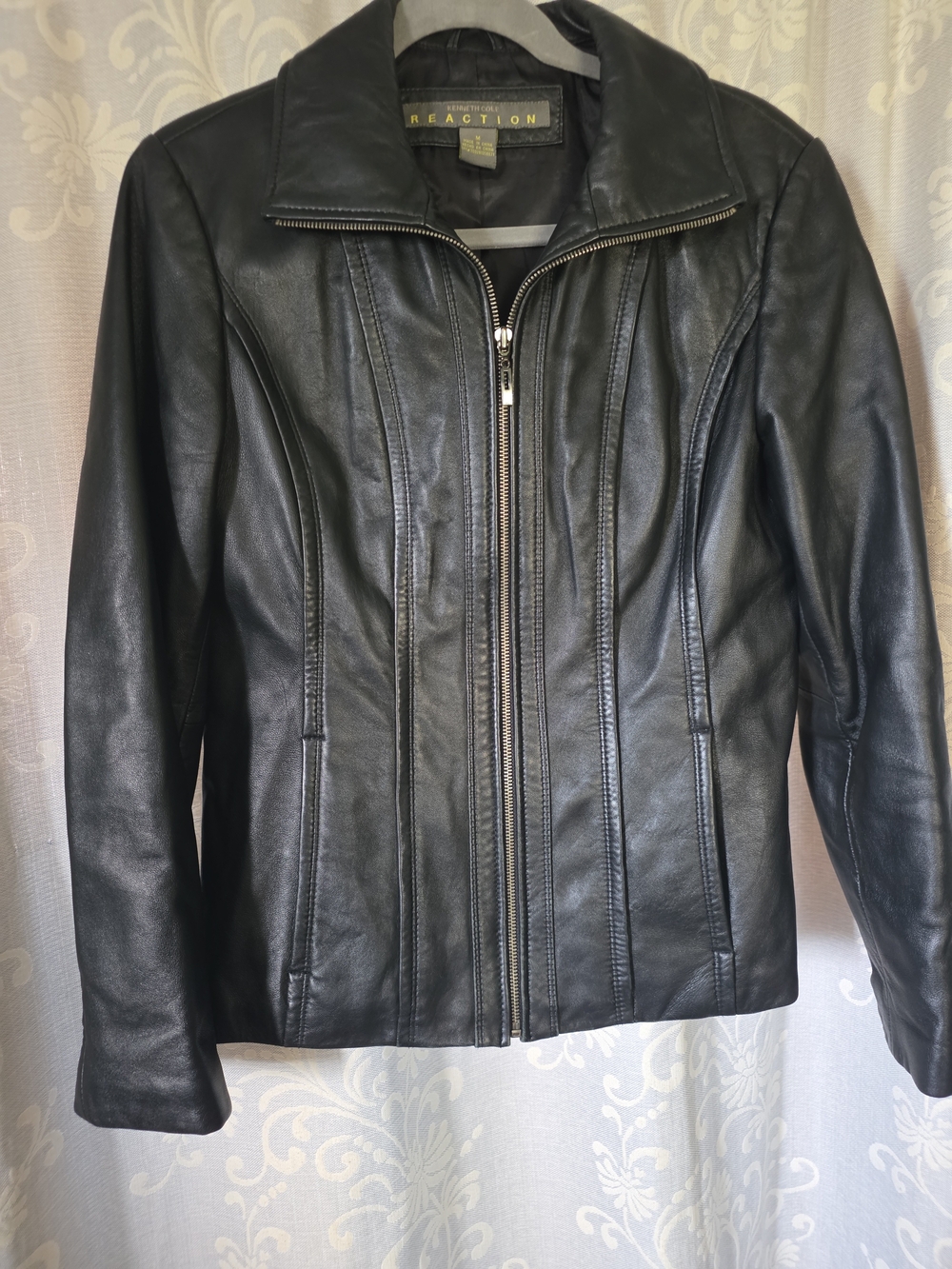 Kenneth Cole Reaction Sleek Black Leather Zip Jacket